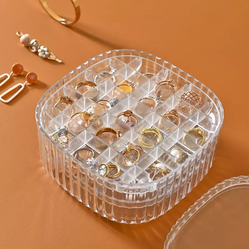 Elegant Transparent Crystal Portable Jewellery Box, Storage Organizer, Acrylic Earrings Holder, Multi-Layer Jewellery Case