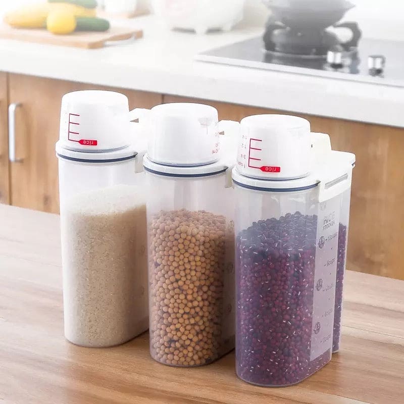 Amazing Airtight 2Kg Plastic Cereal Dispenser Storage Box, Food Grain Rice Container With Dispensing Mouth, Bottle Case For Food Seeds
