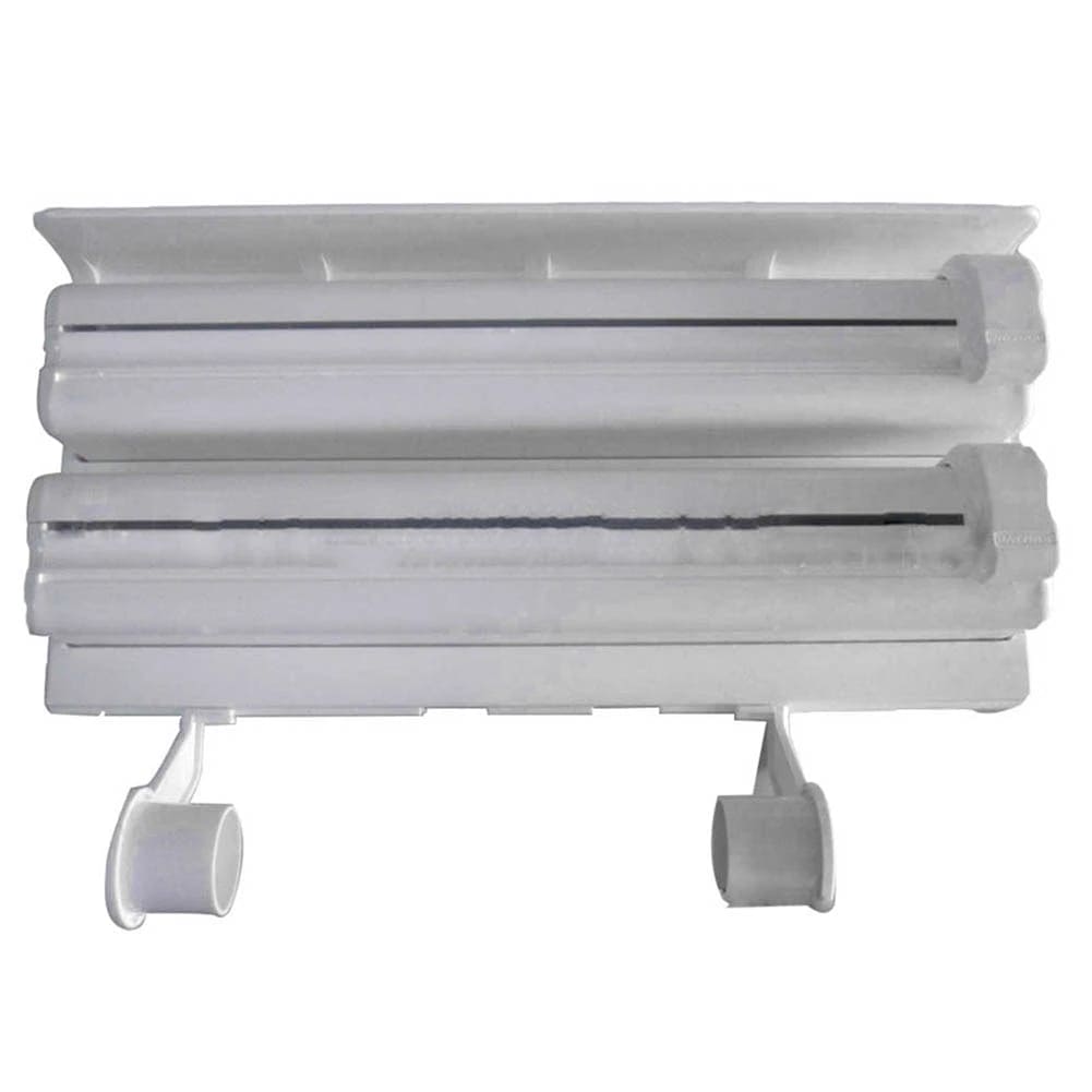 3 In 1 Multifunctional Kitchen Roll Holder, Cling Film Wall Mounted Paper Holder Shelf, Triple Food Wrap Dispenser, Kitchen Roll Holder With Spice Rack and Slide Cutter, Multifunctional Cling Film Cutter