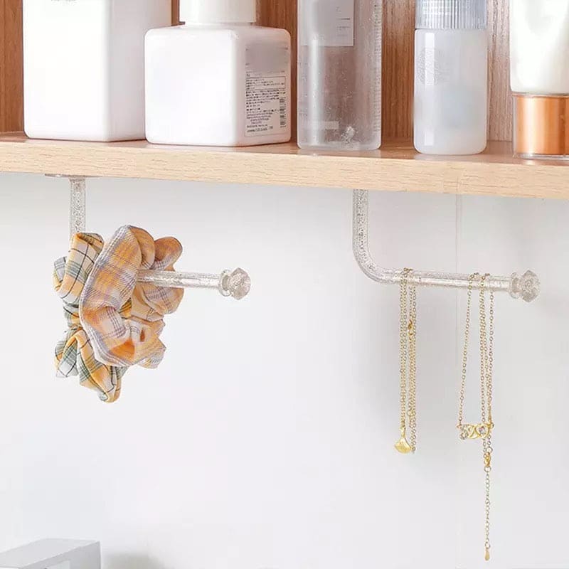 Crystal Wall Hair Rope Holder, Multifunctional Creative L-shaped Crystal Hair Rope Storage Hook, Multi-purpose Jewelry Necklace Bracelet Organizer Stand