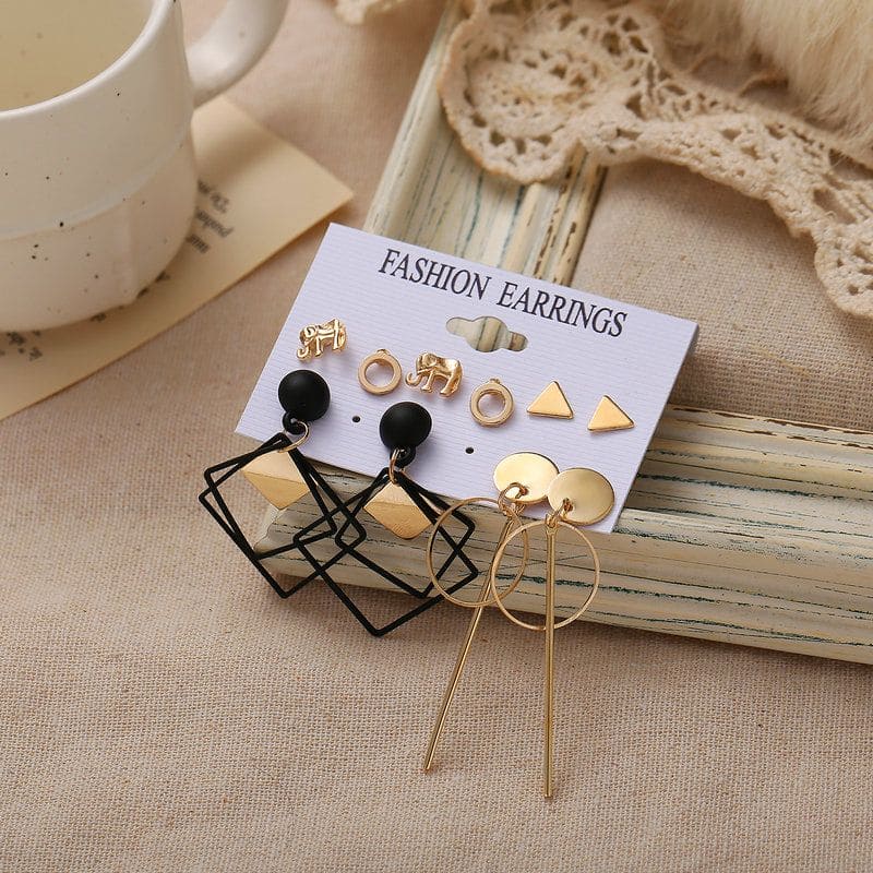 Set Of 2 Geometric Hoop Earrings Set, Vintage Acrylic Circle Tissue Drop Earrings for Women, Rhinestones Pearl Ear Studs Jewelry, Noble Simple Geometric Hoop Earrings