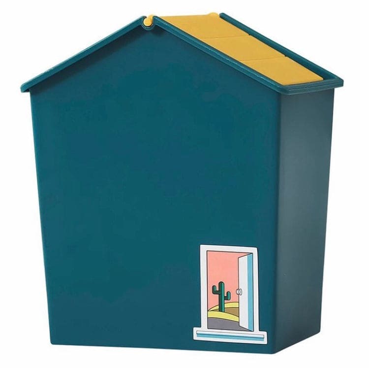 House Style Trash Can, Wastebasket Garbage Container With Swing Lid, Cute Plastic Recycle Small Stacked Trash Can, Mini Rolling Cover Type Bathroom Trash Bin, House Style Plastic Desktop Flip Trash Can