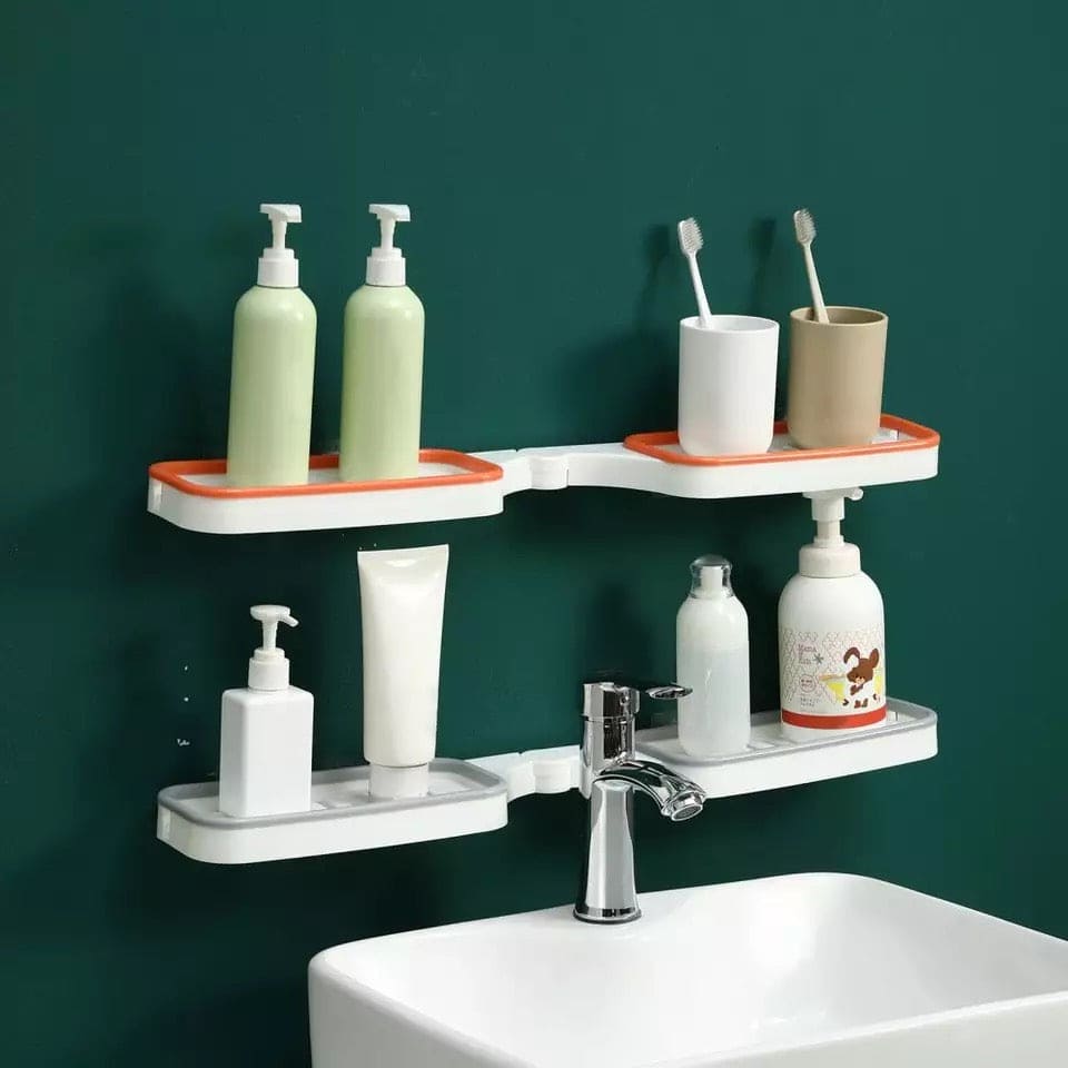 Double Sided Shampoo Holder, Dual Purpose Shelf Wall Mounted Storage Rack, 180 Degree Rotating Storage Rack, Household Storage Rack, Bathroom Foldable Rack