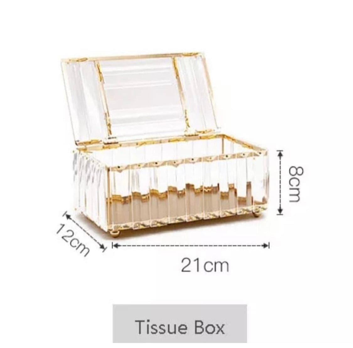 Crystal Glass Tissue Box,  Desktop Napkin Storage Box, Gold Luxurious Bling Tissue Holder