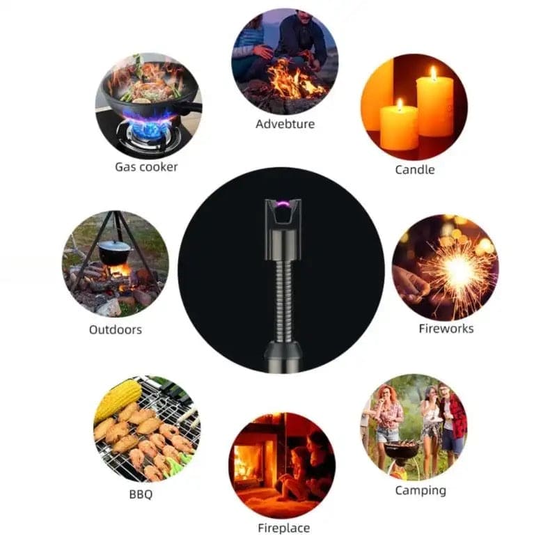 Electric Arc Lighter, Useful BBQ Flameless Plasma ignitor, Outdoor Kitchen Lighter, Portable Electronic Lighter, 360 Degree Rotation Lighter, Extended Stove Lighter, Electric Long Lighter, Plasma Grill Lighter, Long USB Rechargeable Arc Lighter