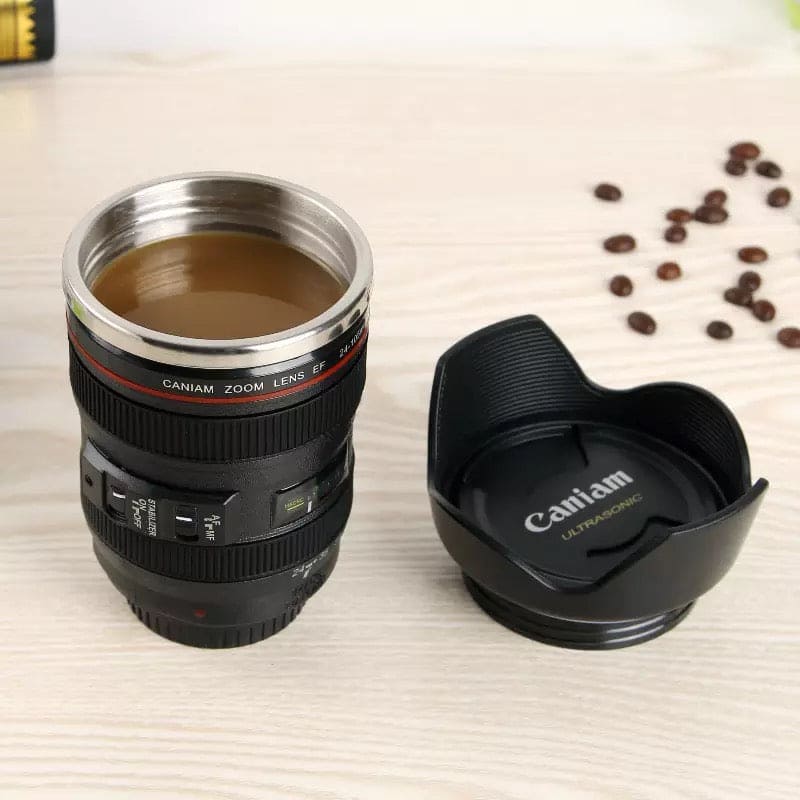 Creative 400ml Stainless Steel Liner Camera Lens Mug, Coffee Tea Cup Mug With Lid, Novelty Gifts Thermocup Thermo Mug, SLR Camera Coffee Mug,  Stainless Steel Vacuum Flasks Thermal Insulation Cup