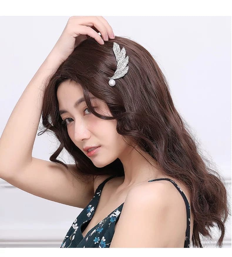 Crystal Leaf shaped Hairclips For Women, Rhinestone Leaf Shining Women's Headwear