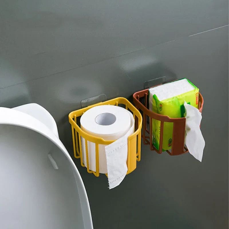 Toilet Paper Shelf, Punch-Free Toilet Paper Shelf, Bathroom Kitchen Tissue Box, Wall-Mounted Sticky Paper Storage Box, Toilet Roll Holder