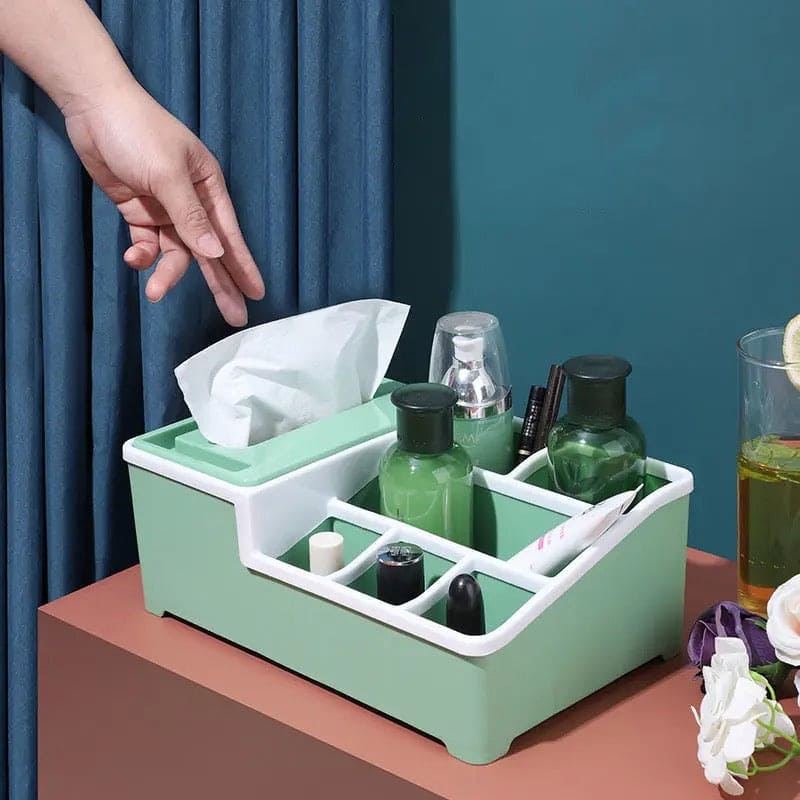 Desktop Plastic Napkin Holder, Multifunctional Tissue Storage Box Cover, Stationery Make Up Organizer for Bedroom Bathroom, Multifunctional Tissue Box Phone Holder Stand,  Wipes Case Desk Organizer