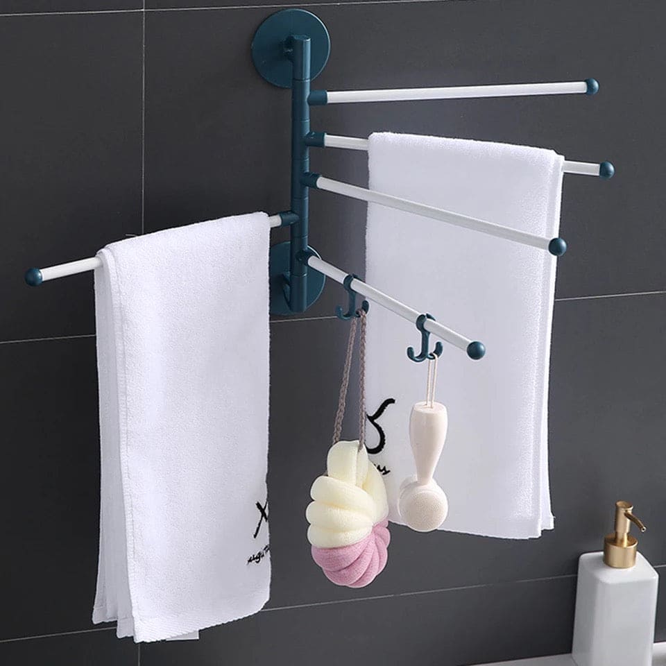 Creative Swivel Towel Bar, 5 Layer Wall Mount Bathroom Towel Rack Holder, Multipurpose Rotatory Towel Rack, Rotatable Bathroom Toilet Wall Hanging Towel Bar