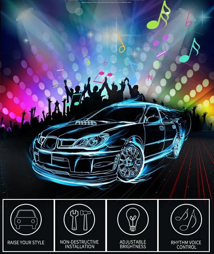 Car Strips Lights, RGB Interior Atmosphere Strip Light, Decorative Foot Lamp, Car Ambient Lights, Multicolor Music Car Strip Light, Under Dash Lighting Kit with Sound Active Function