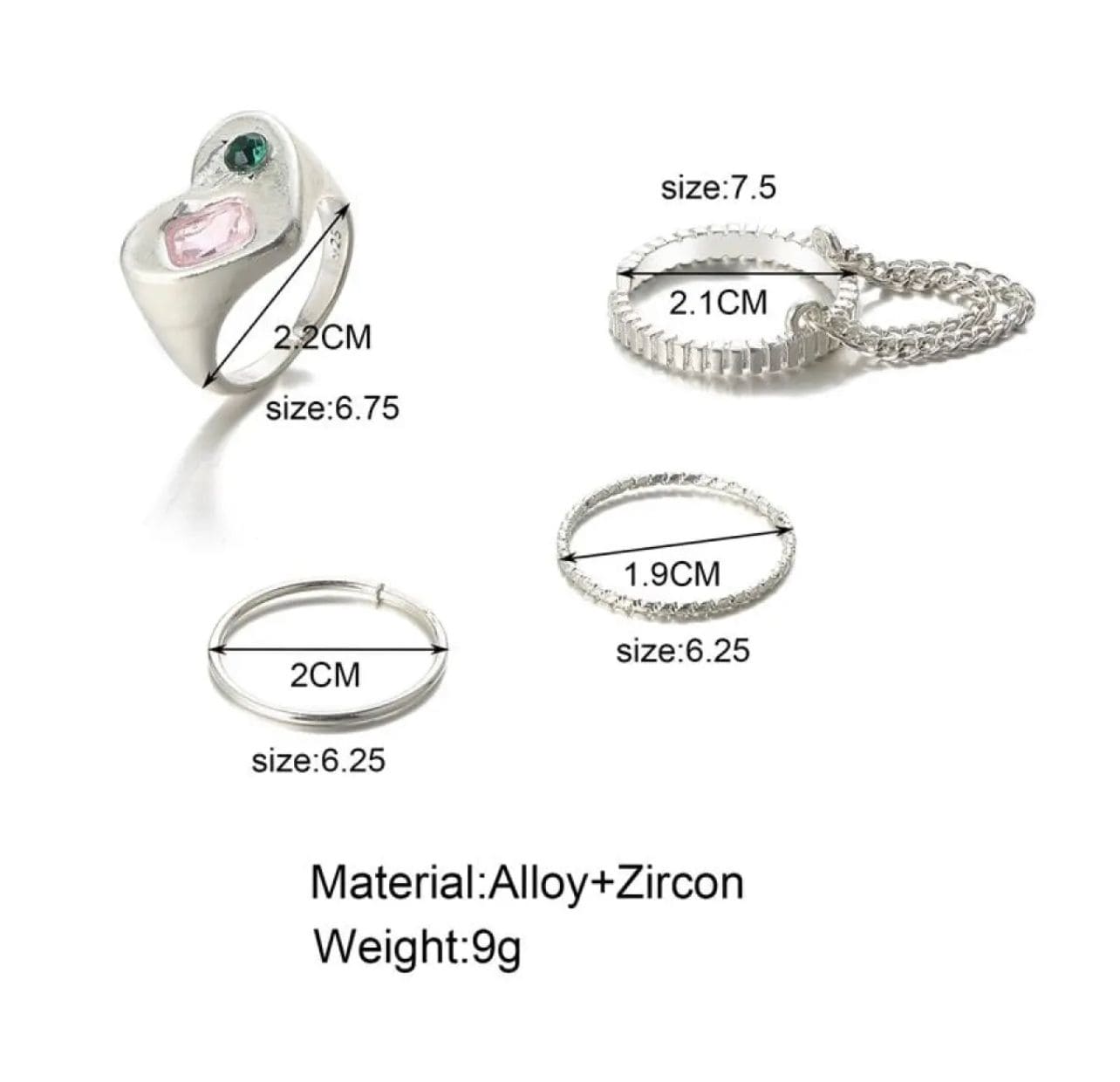 Set Of 5 Multi Beaded Pearl Rings Set, Retro Open Love Rings, Index Finger Ring For Women Jewellery, Metal Zircon Finger Rings