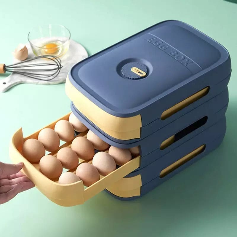 Drawer Type Egg Storage Box, Refrigerator Egg Container, Drawer Egg Tray Holder, Large Capacity Egg Organizer, Modern Simple Fall-proof Drawer Egg Storage Box