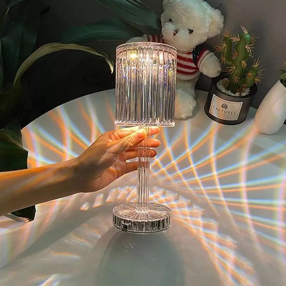Luxury Crystal Wine Glass Lamp, Touch Control 16 Color Light Bedroom Romantic Atmosphere Lamp, Acrylic USB Rechargeable Night Light, LED Crystal Projection Table Light