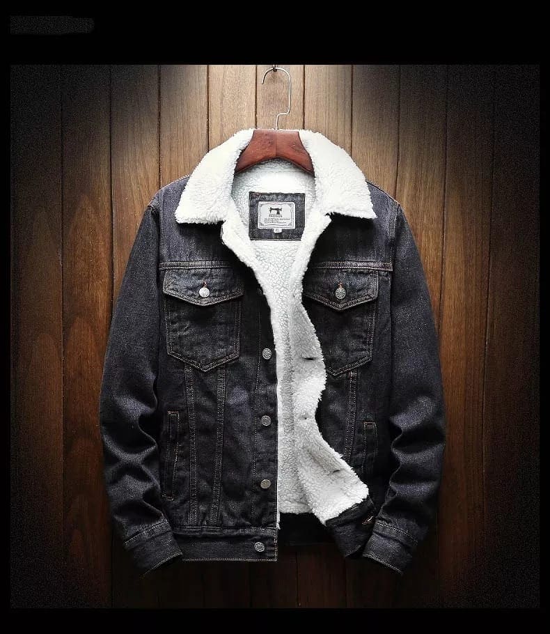 Men Outerwear Warm Denim jacket, Thicker Winter Denim Jackets, Men's Sherpa Lined Denim Jacket, Warm Casual Quilted Jeans Coat