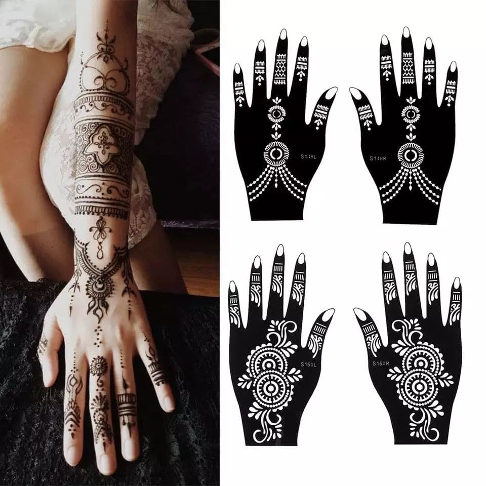 Professional Henna Stencil Temporary Hand Tattoo, Body Art Sticker, Temporary Hand Mehndi Tattoo, Body Art Sticker, Wedding Tool Flower Tattoo Stencil