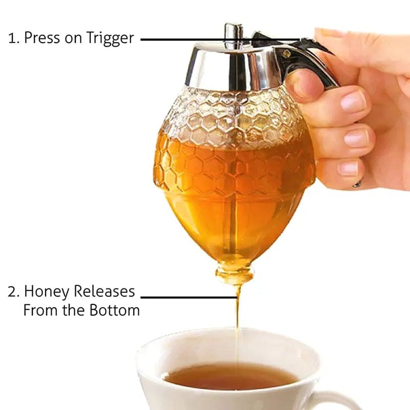 Acrylic Honey Dispenser, Honey Squeeze Bottle, Bee Drip Dispenser Syrup Cup, Kettle Storage Pot Stand, Acrylic Maple Syrup Dispenser Jar with Stand, Sugar, Sauces, Condiments, Vintage Drip Container for Drinking