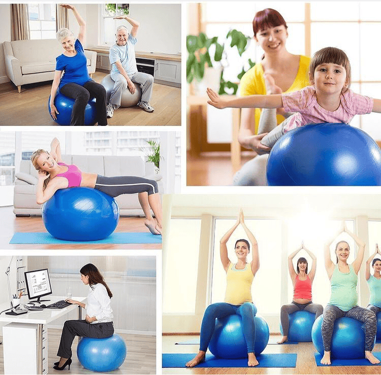 Fitness Work Ball with Air Pump, Anti-Burst and Slip Resistant Exercis ...