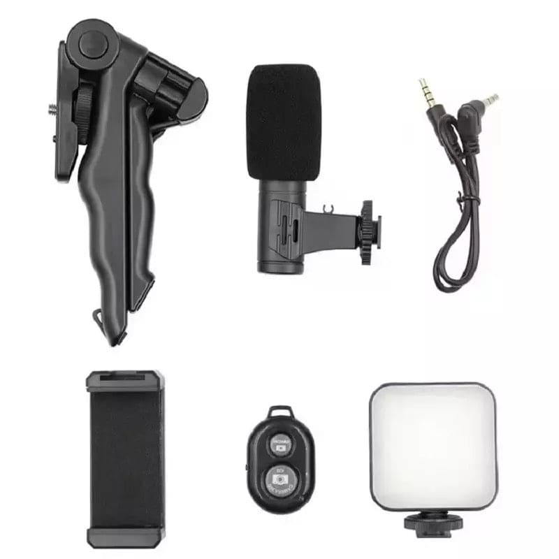 Portable Smart Vlogging Video Kit With Microphone Bracket, LED Selfie Light, Go Viral Vlogging Kit
