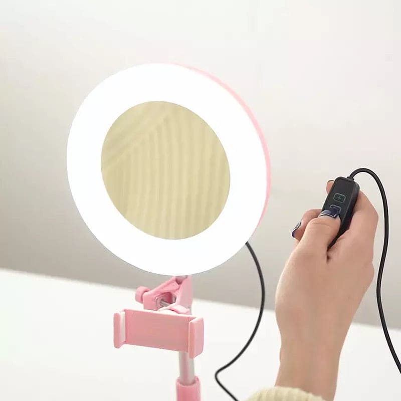 Foldable Selfie Stick Ring Light Tripod For Phone With Mirror, Mobile Live Bracket Led Light, Portable Desktop Lamp Photography Props LED For Phone, Beauty Selfie Stick With Light