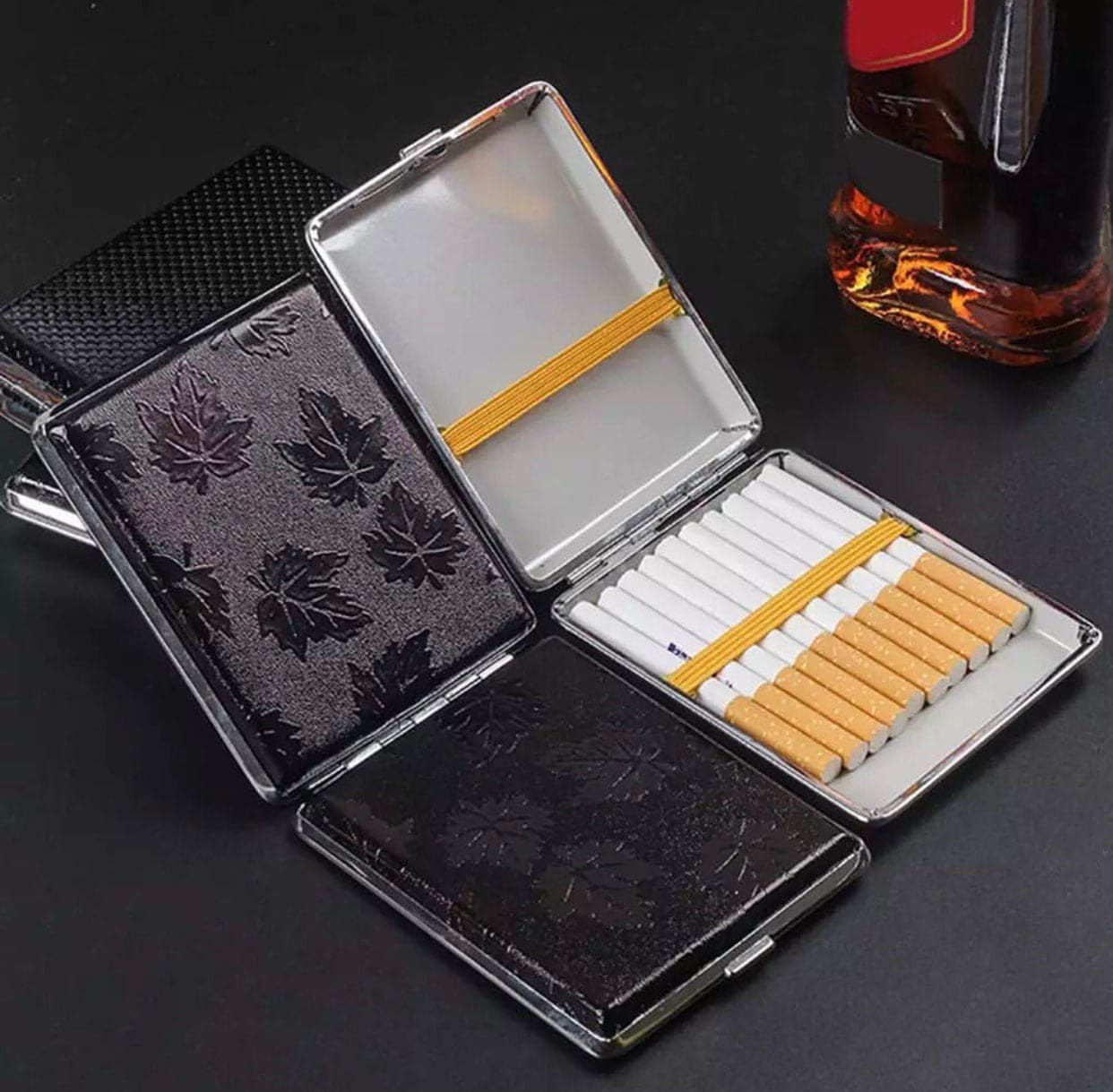 Cigarette Case, Anti-Deform Cigarette Storage Holder, Pressure Proof Protective Cigarettes Case, Faux Leather Cigarette Box