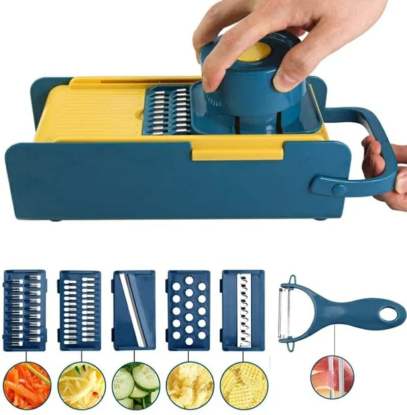 Hand Press Vegetable Cutter, Multifunctional Vegetable Slicer, Fruit Vegetable Peelar, Household Vegetable Cutter, Adjustable Slicer With Container, Cooking Kitchen Household Tool
