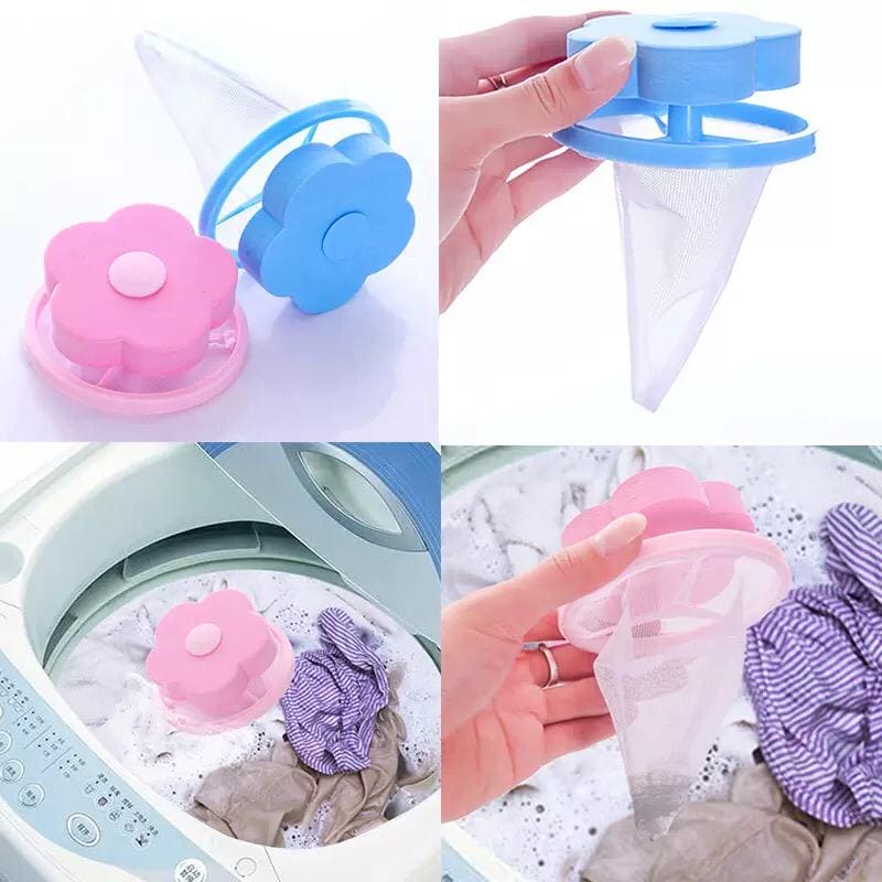 Flower Washing Machine Mesh Filter, Reusable Washing Machine Floating Lint Mesh Bag, Hair Filter Net Pouch, Washer Hair Catcher