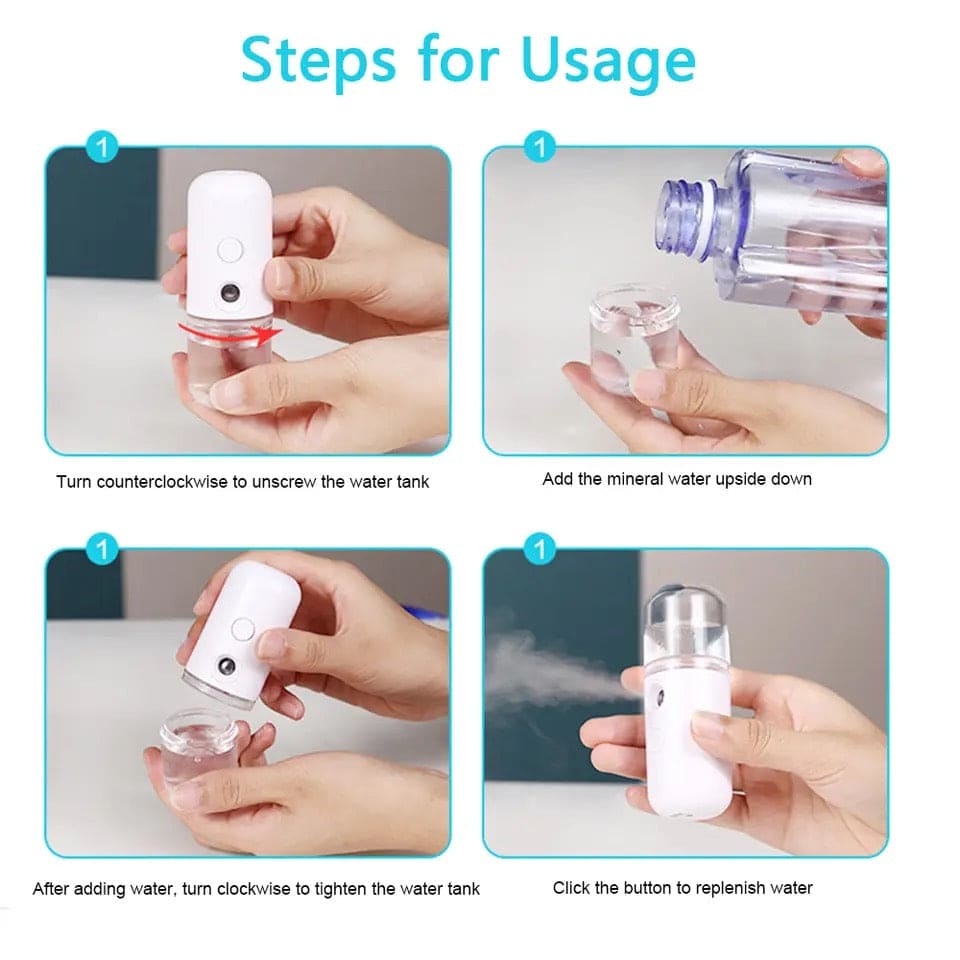 Face Humidifier Steamer, Mini USB Sprayer, Body Facial Spray, Portable Hydrating Beauty Sprayer, Handheld Face Air Humidifier, Rechargeable Nano Water Spray Bottle, Mini Steam Bullet Bottle, Disinfectant Atomization Tool, Nano Mist Sprayer Bottle
