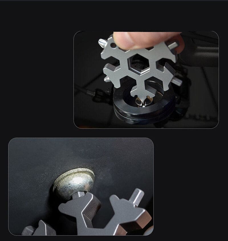 Amazing 18 In 1 Multifunctional Wrench Key, Camping Outdoor Survive Tools, Stainless Steel Snowflake Wrench, Star Anise Screwdriver Home/Outdoor Emergency Spanner,  Snowflake Bottle Opener, Household Handy Survival Gadget