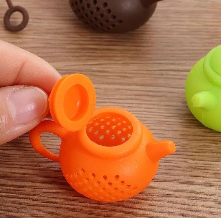 Creative Kettle Shape Silicone Tea Infuser, Reusable Tea Coffee Strainer, Teapot Shape Tea Filter
