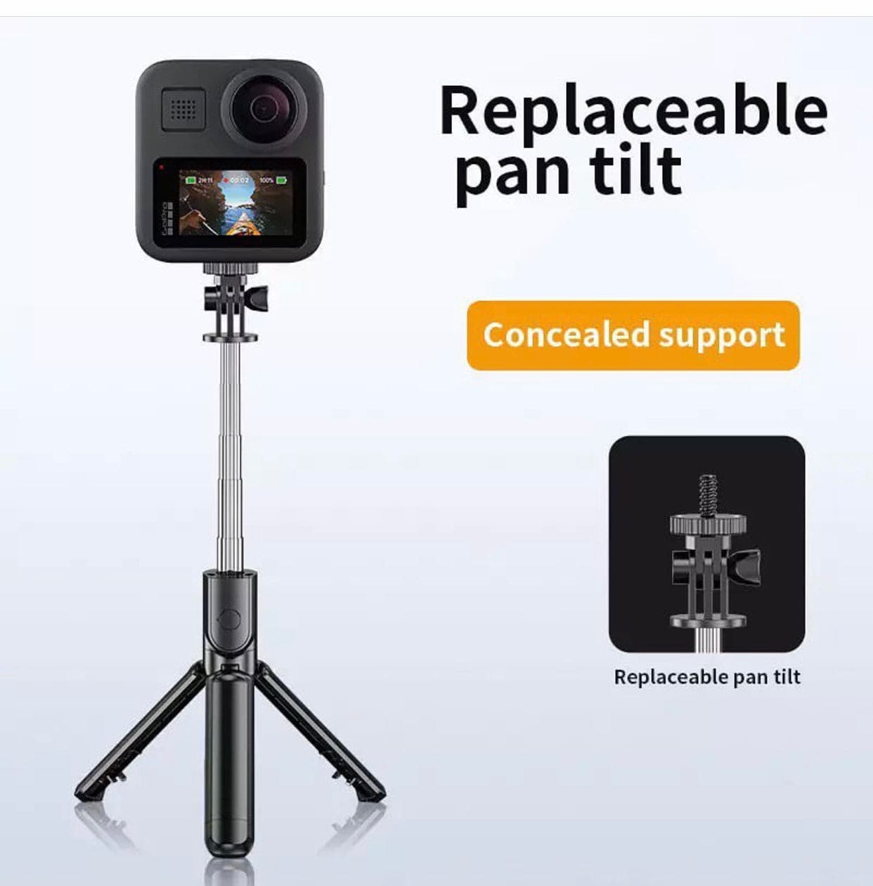 4 in 1 Portable Folding Tripod Selfie Stick With Hidden Remote, Extendable Selfie Stick with Wireless Remote and Tripod Stand