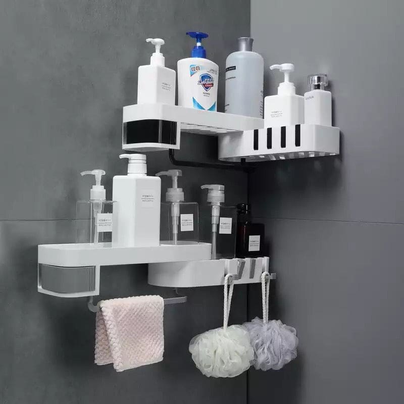 Bathroom Corner Organizer, Storage Cosmetic Rack, Shampoo shelves Soap Holder, No Drilling Wall Mounted Shower Organizer, Rotatable Shower shelf, Wall Mounted Bathroom Accessories