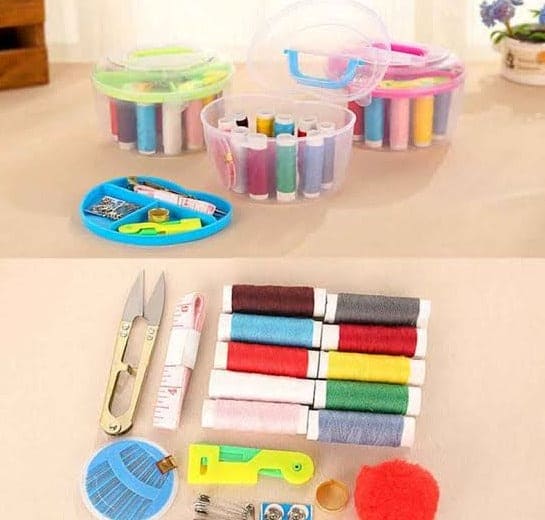 Heart Shape Sewing Box, Travel Sewing Box With Color Needle Threads, Basic Emergency Sewing Kit Tools