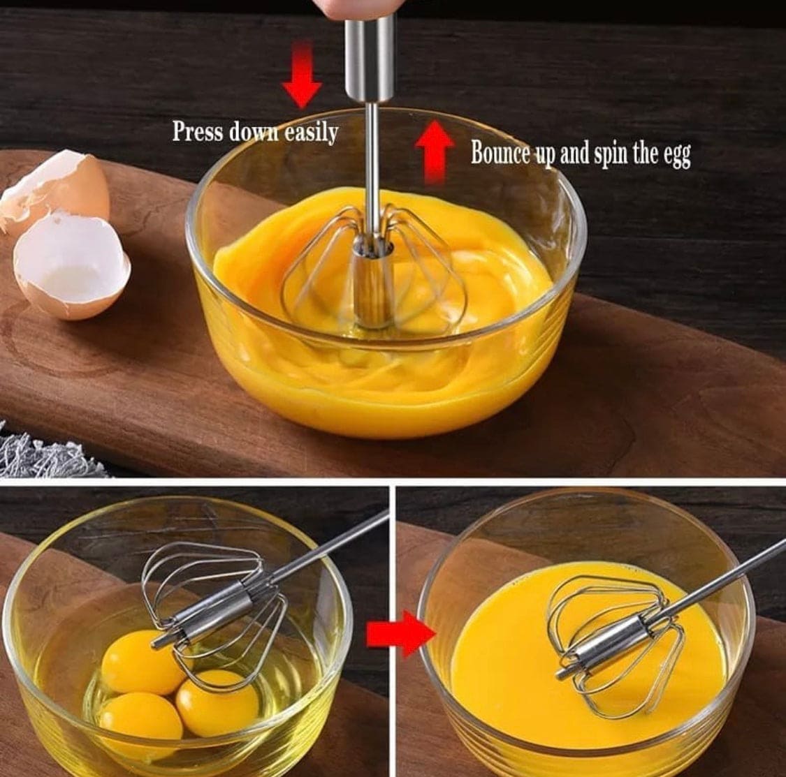 Spring Egg Beater, Manual Hand Pressure, Semi Automatic Egg Beater, Semi Automatic Spun Whisk, Self Turning Egg Stirrer, Manual Hand Mixer