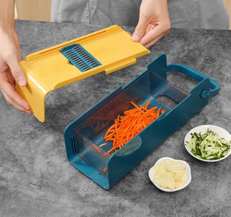 Hand Press Vegetable Cutter, Multifunctional Vegetable Slicer, Fruit Vegetable Peelar, Household Vegetable Cutter, Adjustable Slicer With Container, Cooking Kitchen Household Tool