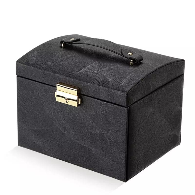 3 Layer Luxurious Large Capacity Jewellery Organizer,  Large Capacity Display Holder, Earring Ring Bracelet Storage Case for Women, Double Drawer Leather Jewelery Box,  Earring Bracelet Holder Organizer With Mirror