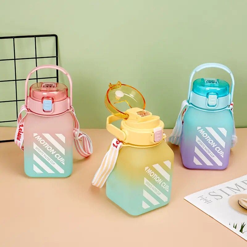 Rainbow Square Water Bottle, 700ml Gradient Color Water Bottle, Portable Cute Kids Water Bottle, Large Capacity Square Belly Water Bottle