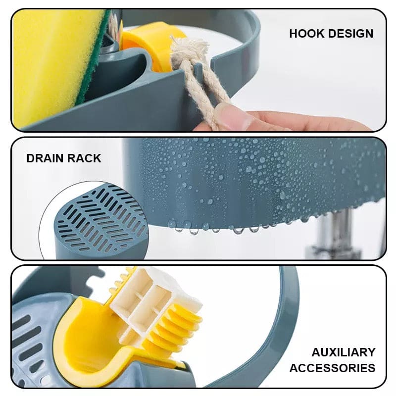 Creative Spiral Buckle Multifunctional Sink Drain Basket, Soap Sponge Drain Rack, Adjustable Faucet Storage Rack, Sink Soap Storage Holder, Sink Storage Basket