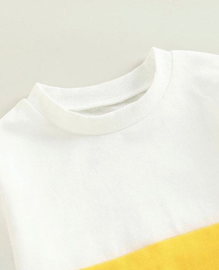 1 Pair Children Cool Tracksuit, Girl Boy Autumn Clothes Set, Contrast Color Long Sleeve Round Neck Sweatshirt + Elastic Waist Trousers