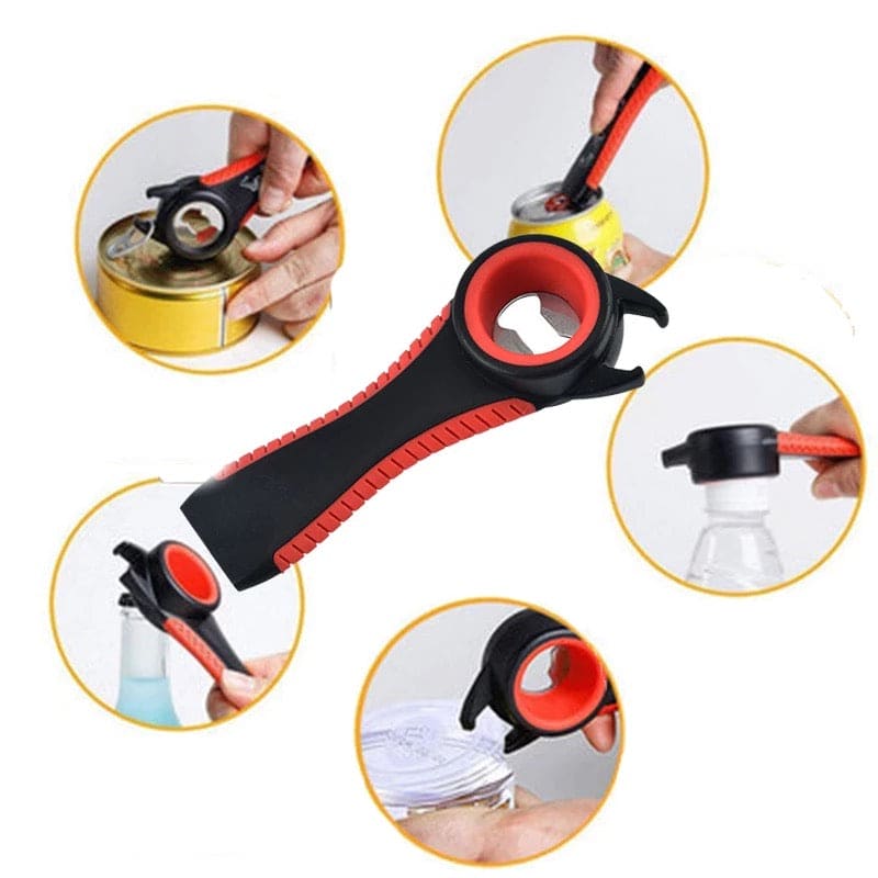 5 In 1 Multifunctional Plastic Bottle Lid Opener, Twist Off Easy Claw Kitchen Opener, Stainless Steel Jar Can Remover, Jar Opener Gripper Pad Easy To Use For Seniors With Arthritis