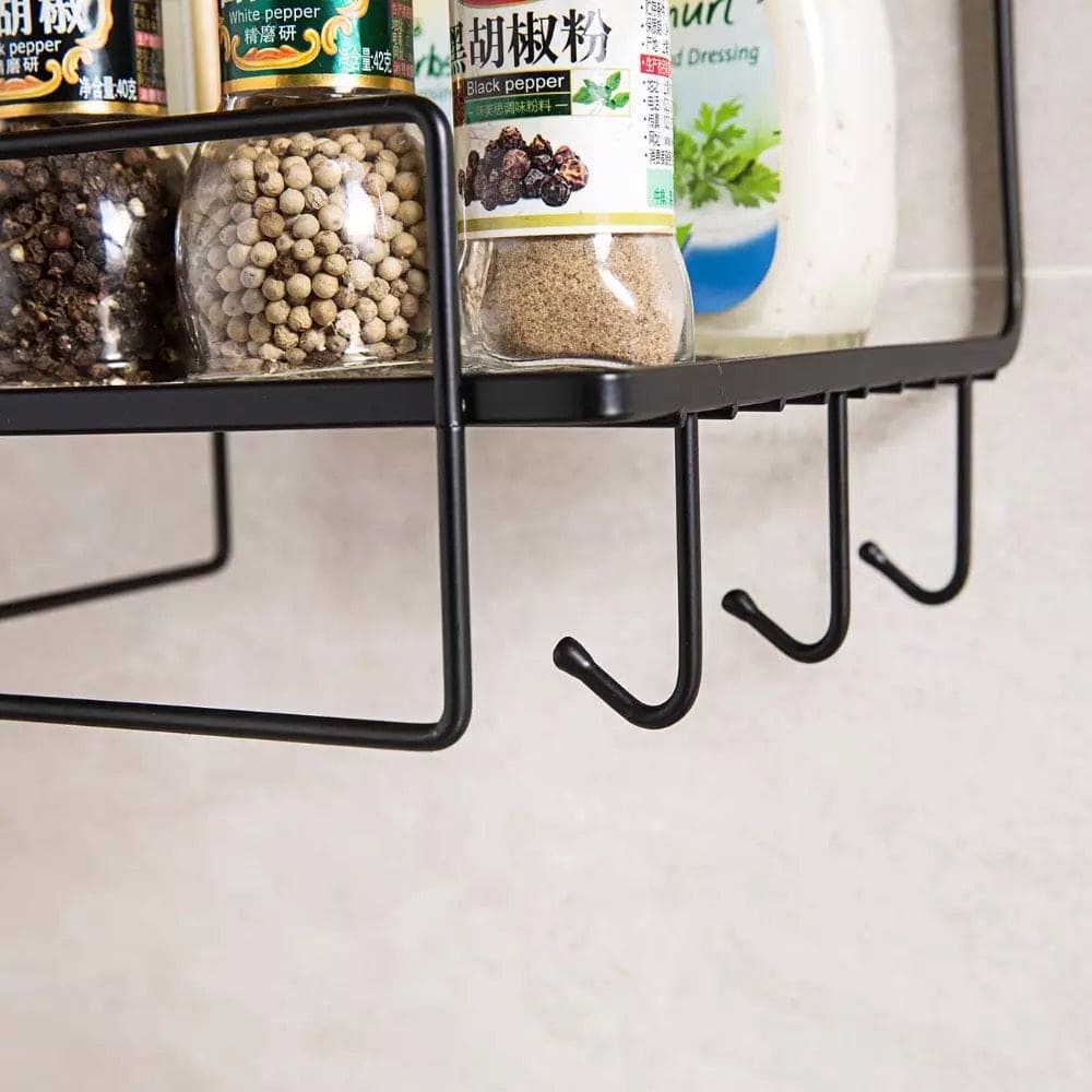 Double Layer Iron Wall Mounted Shelf For Kitchen Bathroom, Shower Shampoo Cosmetic Organizer Rack, Toilet Storage Shelves