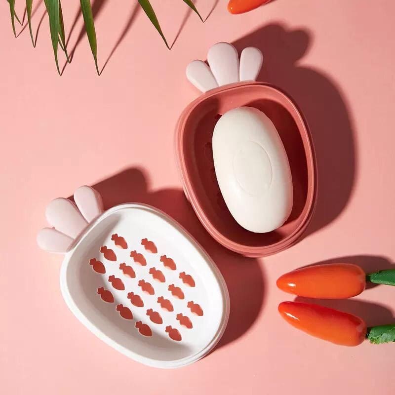 Carrot Shape Soap Holder, Plastic Soap Holder, Soap Box Dish with Tray