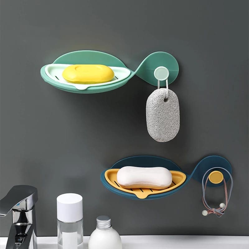 Fish Shaped Soap Holder, Wall Mounted Multifunctional Soap Dish, Soap Draining Tray For Bathroom, Multifunctional Drain Soap Holder