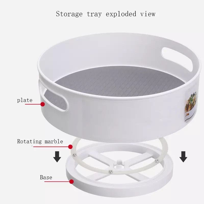 360° Rotating Kitchen Storage Tray, Kitchen Storage Container For Spice Food Snack, Bathroom Shampoo Storage Tray, Non Slip Snack Dried Storage Plate, Multifunctional Antiskid Rotary Storage Box