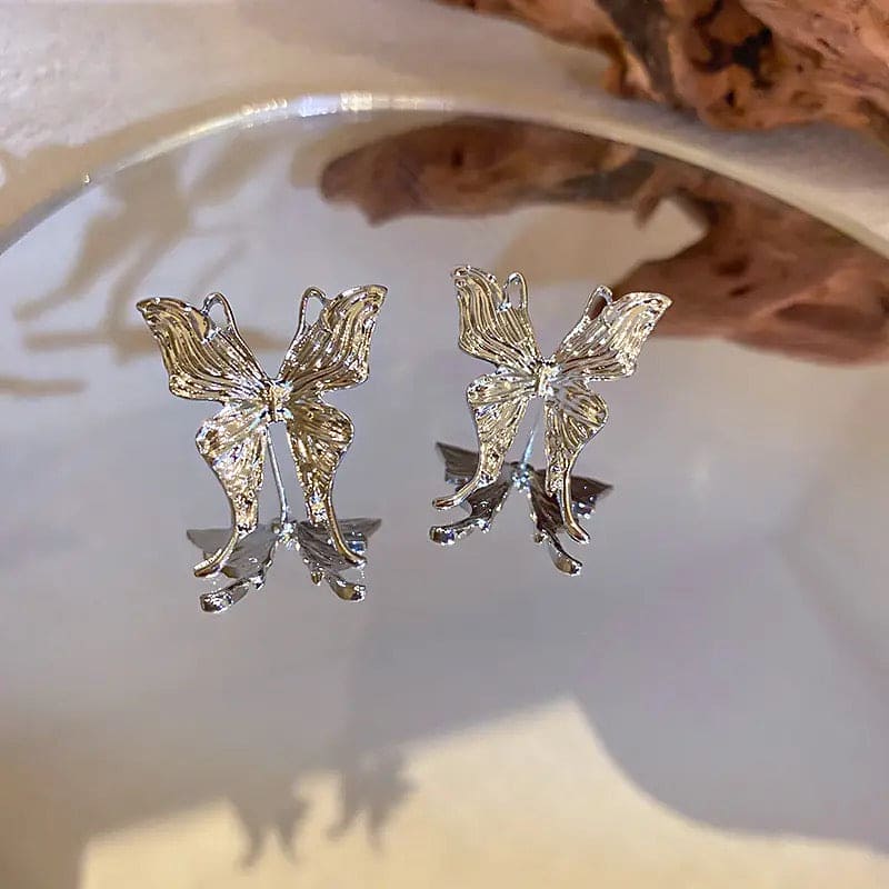 Butterfly Stud Earrings Jewelry, Punk Liquid Butterfly Earrings, Lady Girl Fashion Earrings, Metal Butterfly Imitation Pearl Earring