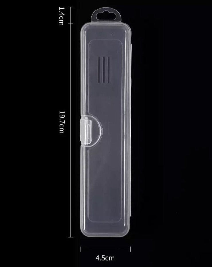 Transparent Rectangle Storage Box, Convenient Cutlery Box, Portable Makeup Brush Organizer, Transparent Cover Storage Box Kitchen Accessories, Clamshell Plastic Cutlery Box, Transparent Packaging Chopsticks Spoon Storage Box