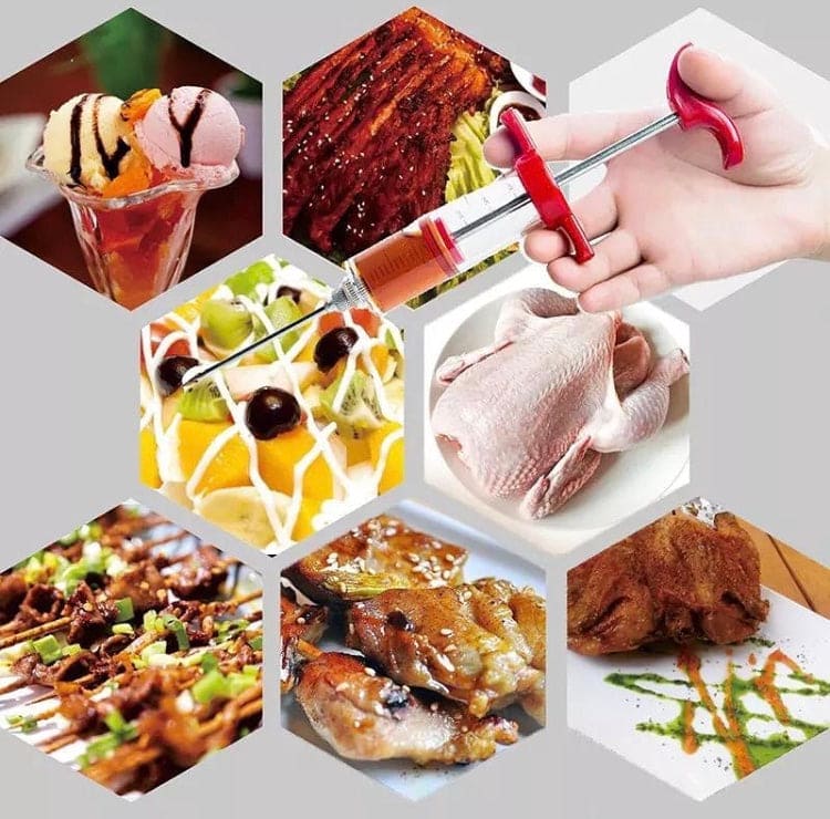 Meat Marinade Seasoning Flavor Injector, Injection Syringe With Screw-on Meat Needle For BBQ Grill