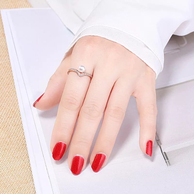 Zircon Gemston Finger Ring, Crystal Pearl Women's Ring