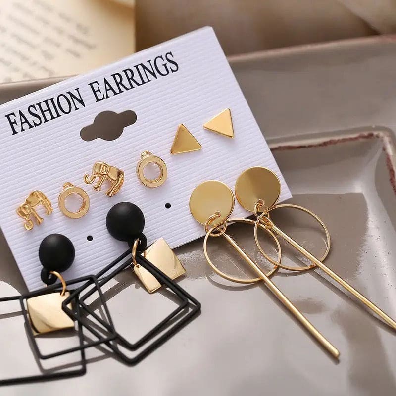 Set Of 2 Geometric Hoop Earrings Set, Vintage Acrylic Circle Tissue Drop Earrings for Women, Rhinestones Pearl Ear Studs Jewelry, Noble Simple Geometric Hoop Earrings