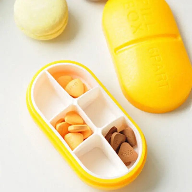 6 Part Pill Box, Portable Travel 6-Slot Medical Pill Holder, Mini 6 Slot Medicine Organizer, Medicine Case Organizer, Small Mini Pill Box, Seal Pill Storage Organizer, Outdoor Travel Pill Dust-proof Protect Container